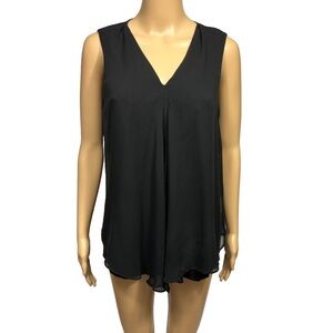 Calvin Klein Layered Top Size L Black Stretchy Flowy  Blouse